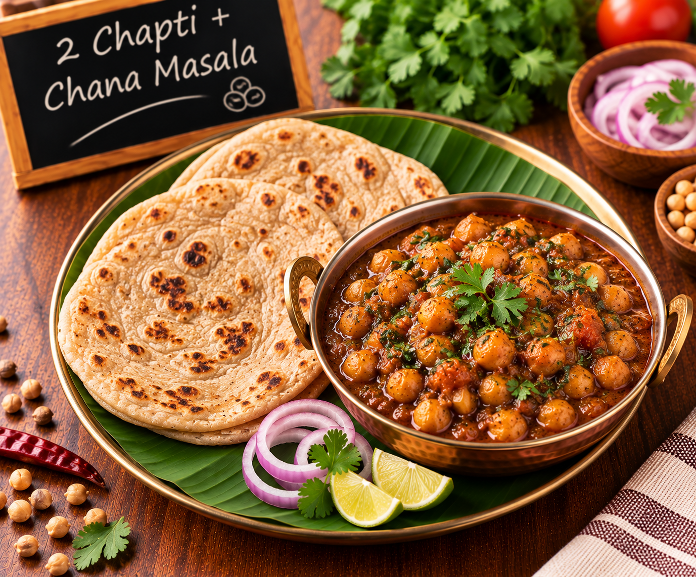 4 Chapati + Chana Masala (250 ml)