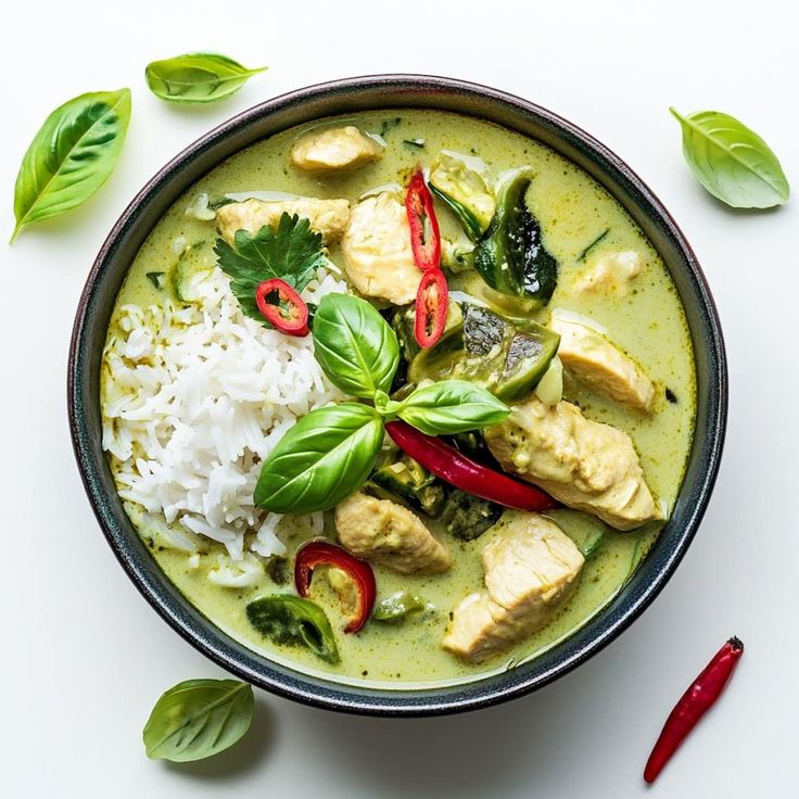 Green Base Thai Curry With Steamed Rice(Fish)