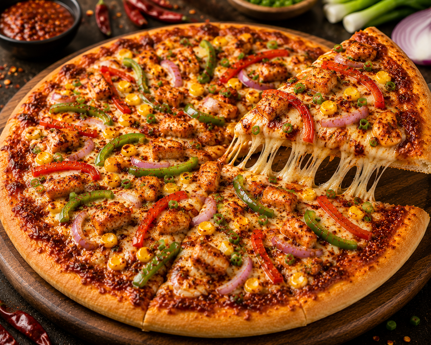 Schezwan Chicken Pizza