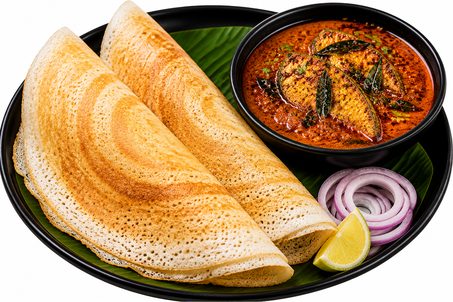 Double Egg Dosa (2) with Fish curry