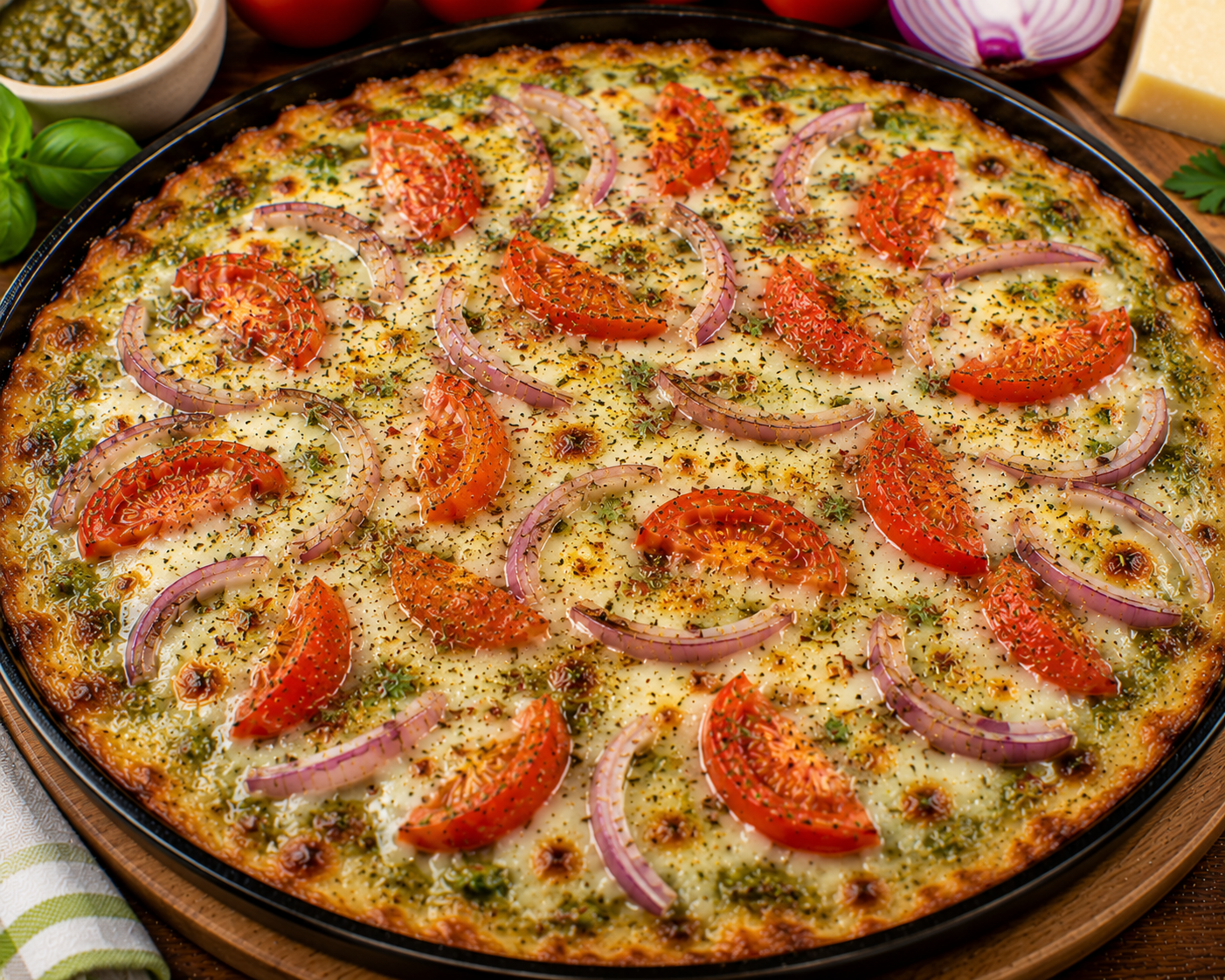 Pesto - Onion Tomato Cheese