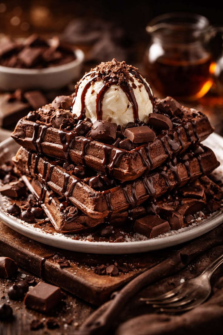 Dark Chocolate Waffle( With Icecream)