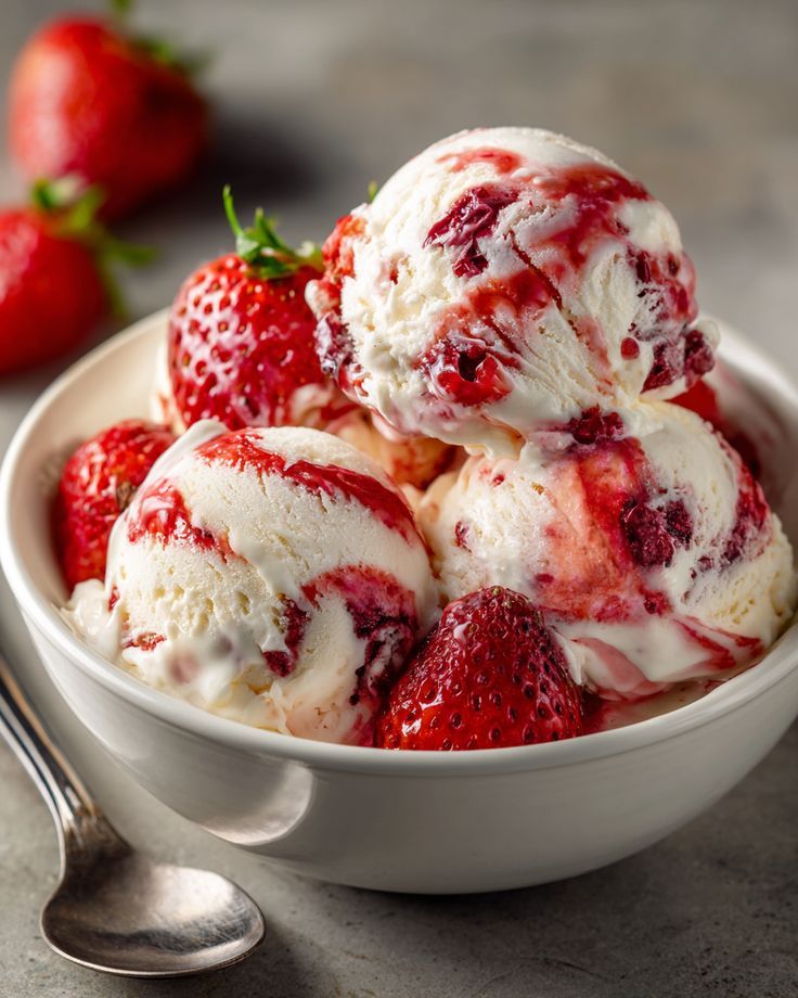 Vanilla + Strawberry Ice Cream