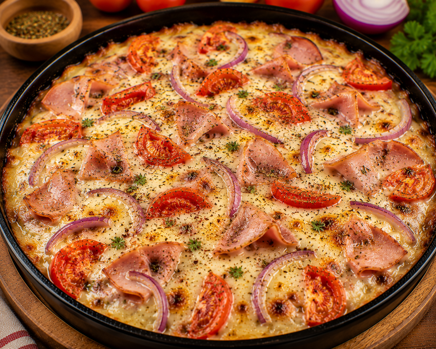 Pork Ham - Onion Tomato Cheese