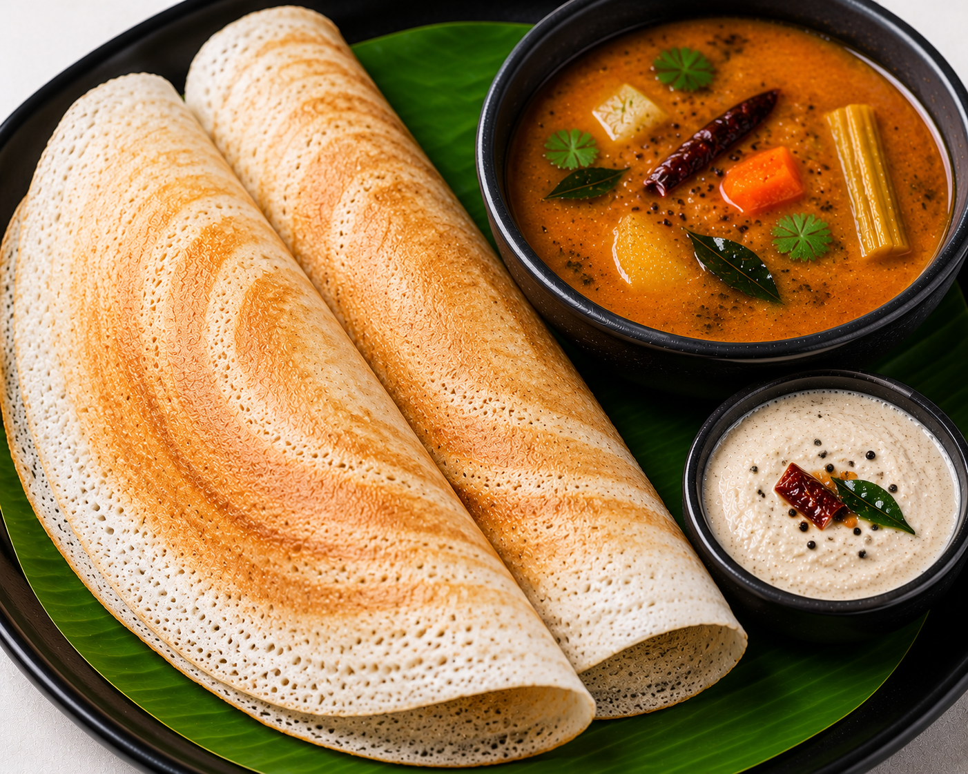 Normal Dosa (2) + Sambar & Chutney