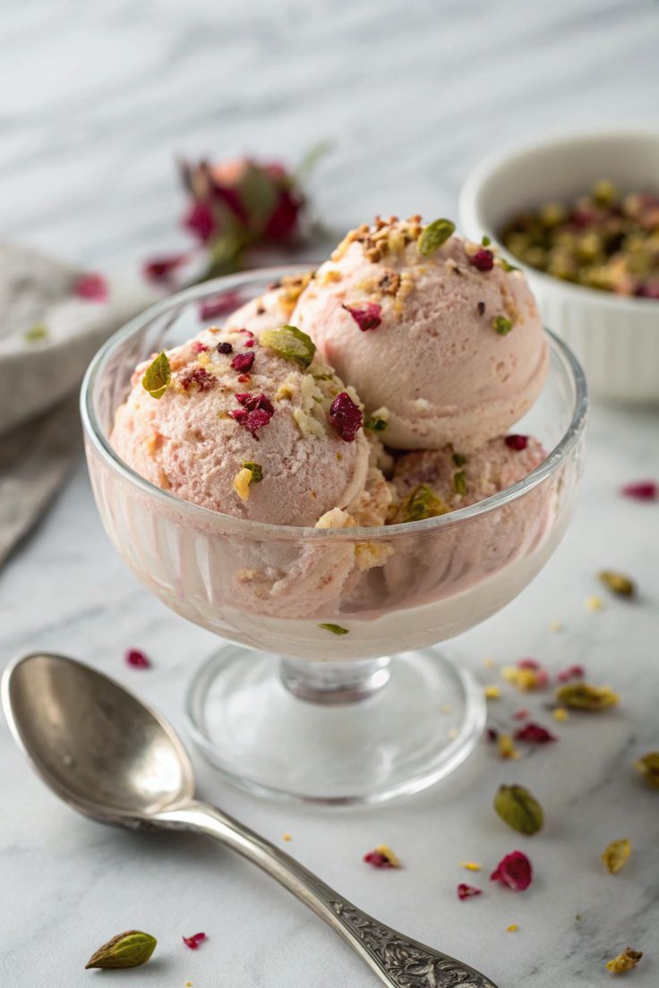 Strawberry + Pista Ice Cream