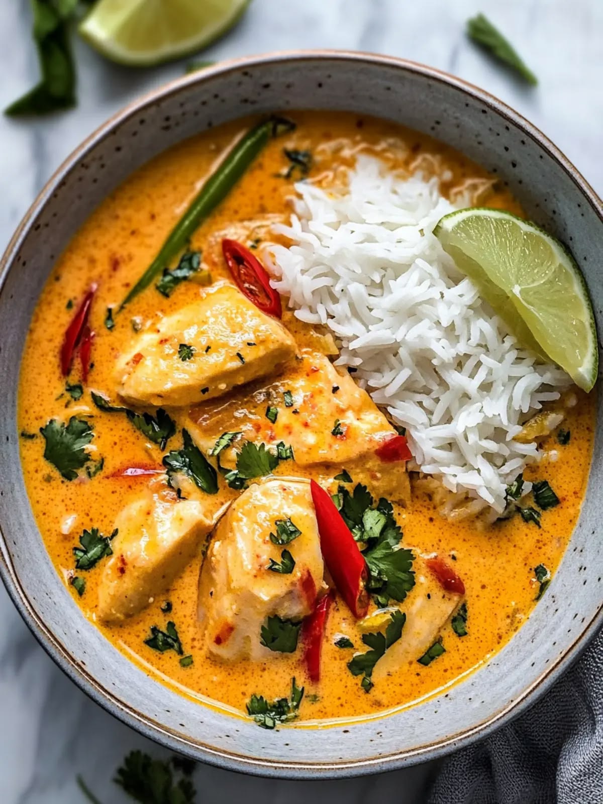 Red Base Thai Curry With Steamed Basmathi Rice(Fish)