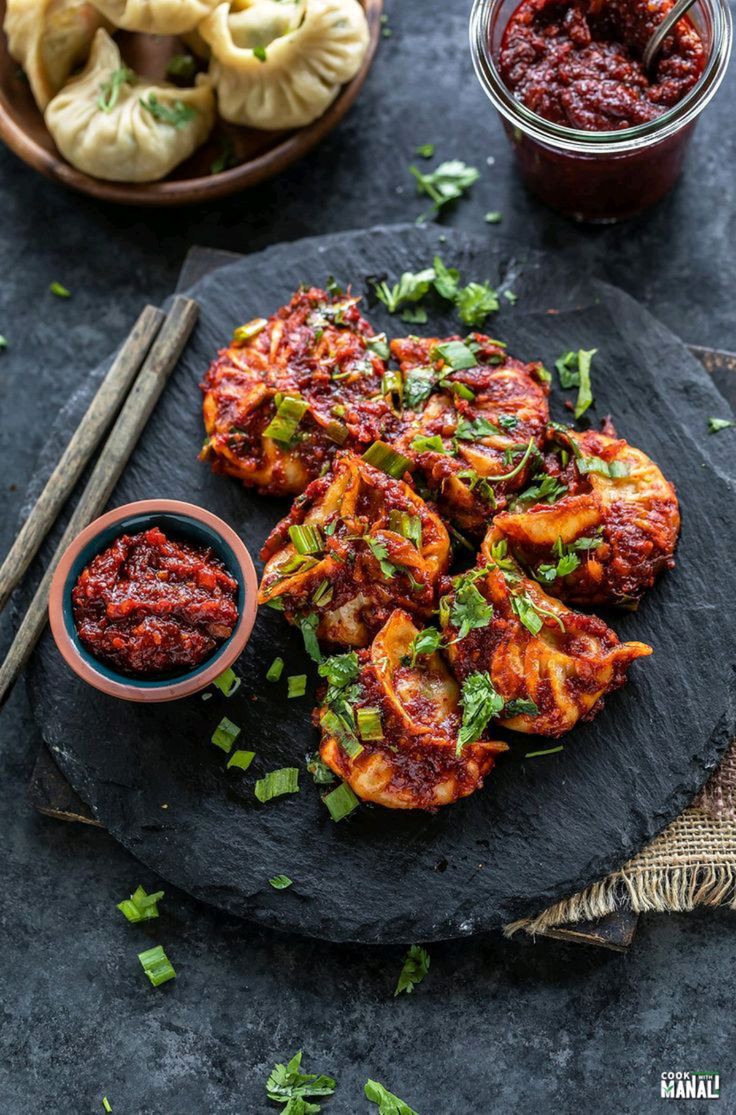 Chicken Schezwan Momos - Pan Tossed