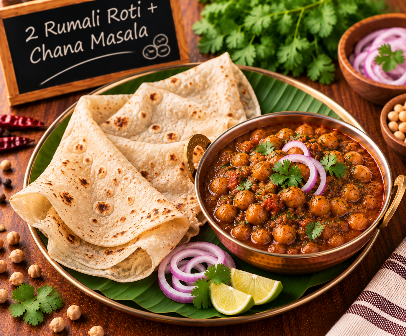 2 Rumali Roti + Chana Masala (160 ml)