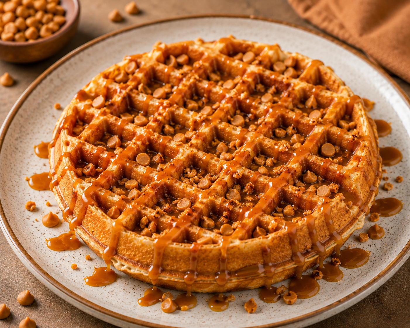Crunchy Butterscotch Waffles (Without Icecream)