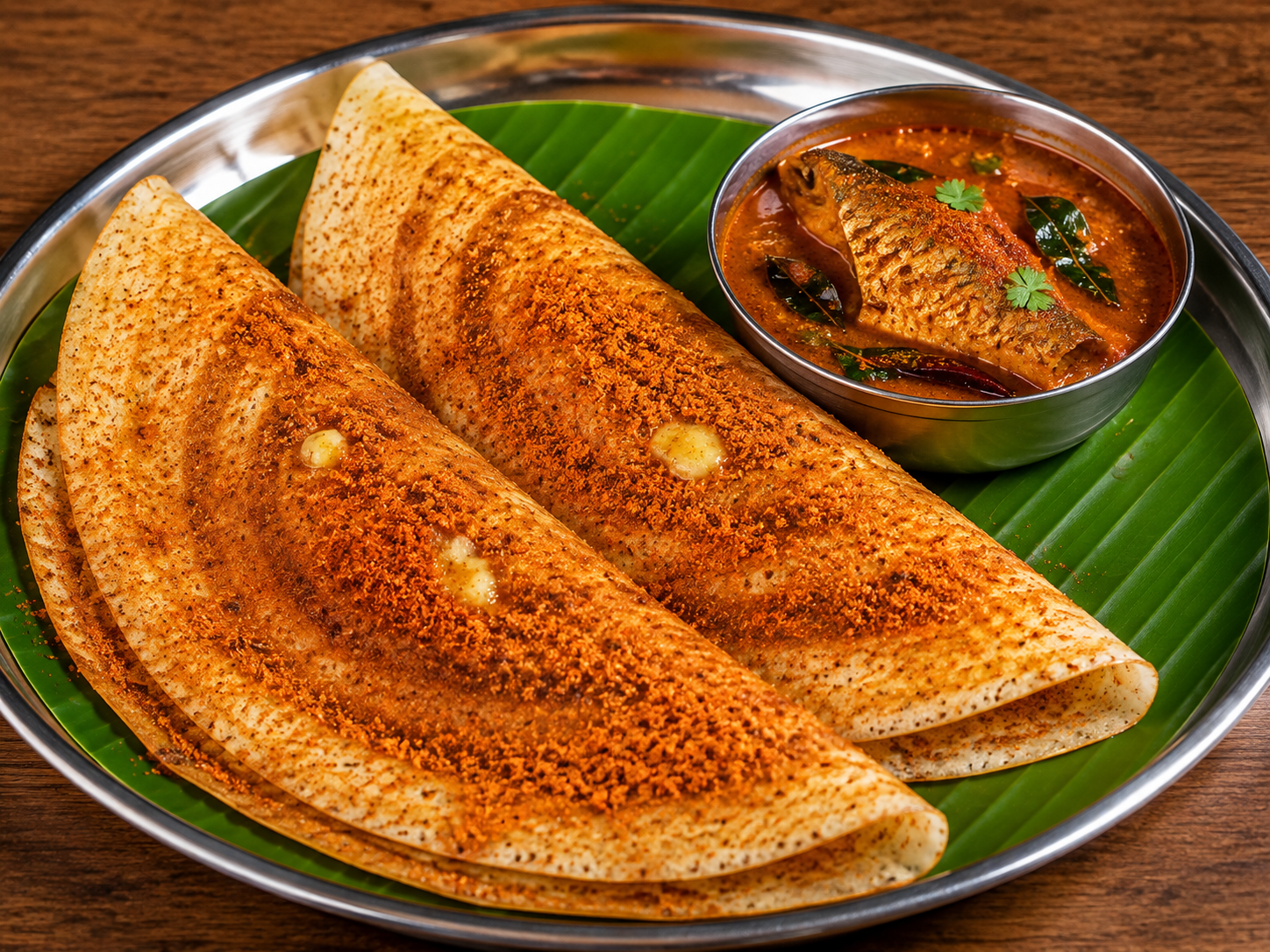 Podi Dosa (2) with Fish curry