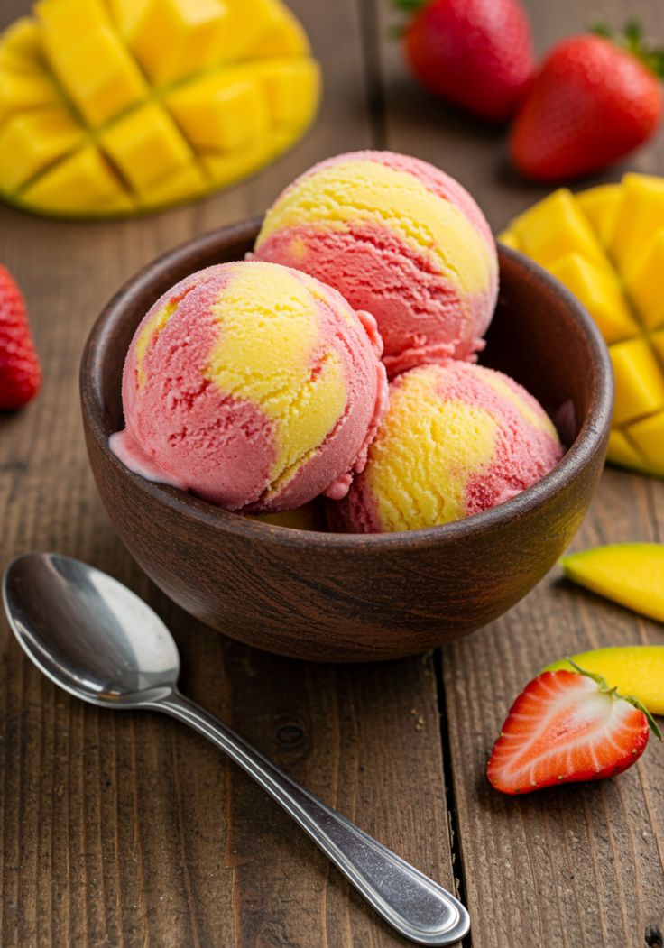 Strawberry + Mango Ice Cream