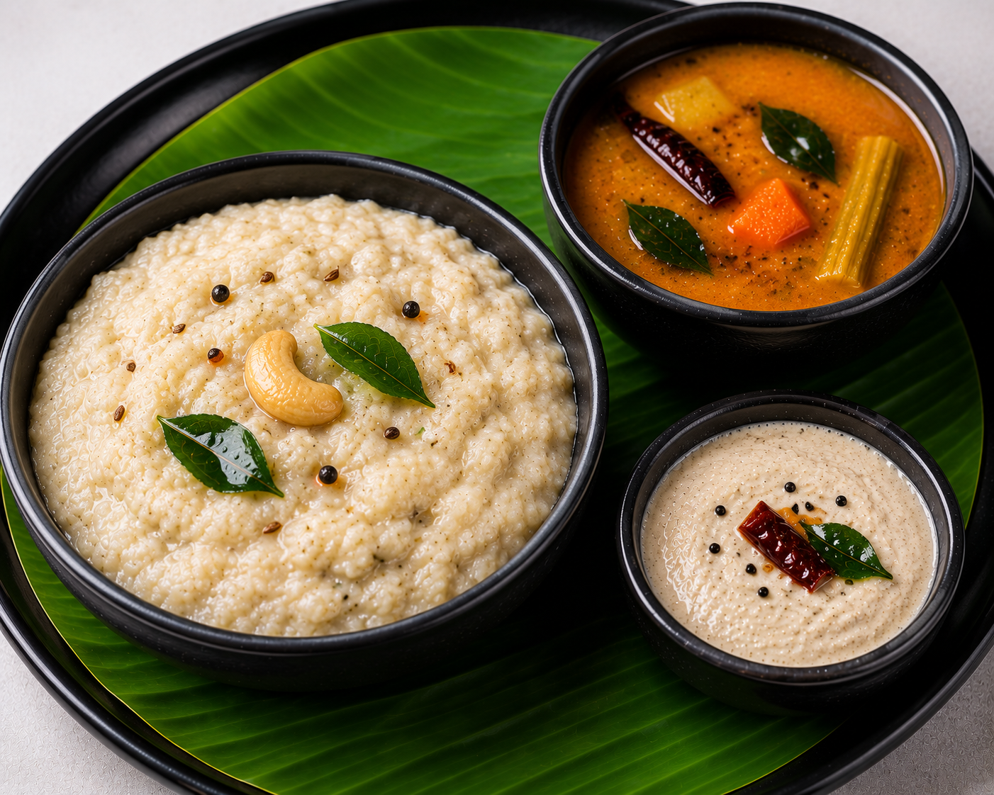 Millet Pongal + sambar & Chutney
