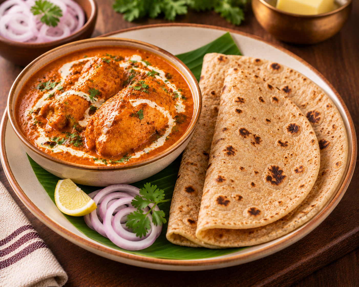 2 Chapati + Butter Chicken (2 Pcs - 160ml)