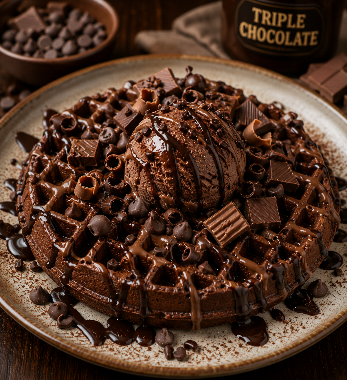 Triple Chocolate Waffle