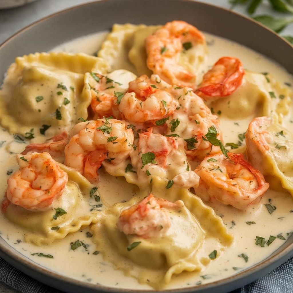 Creamy White Sause Prawn Pasta