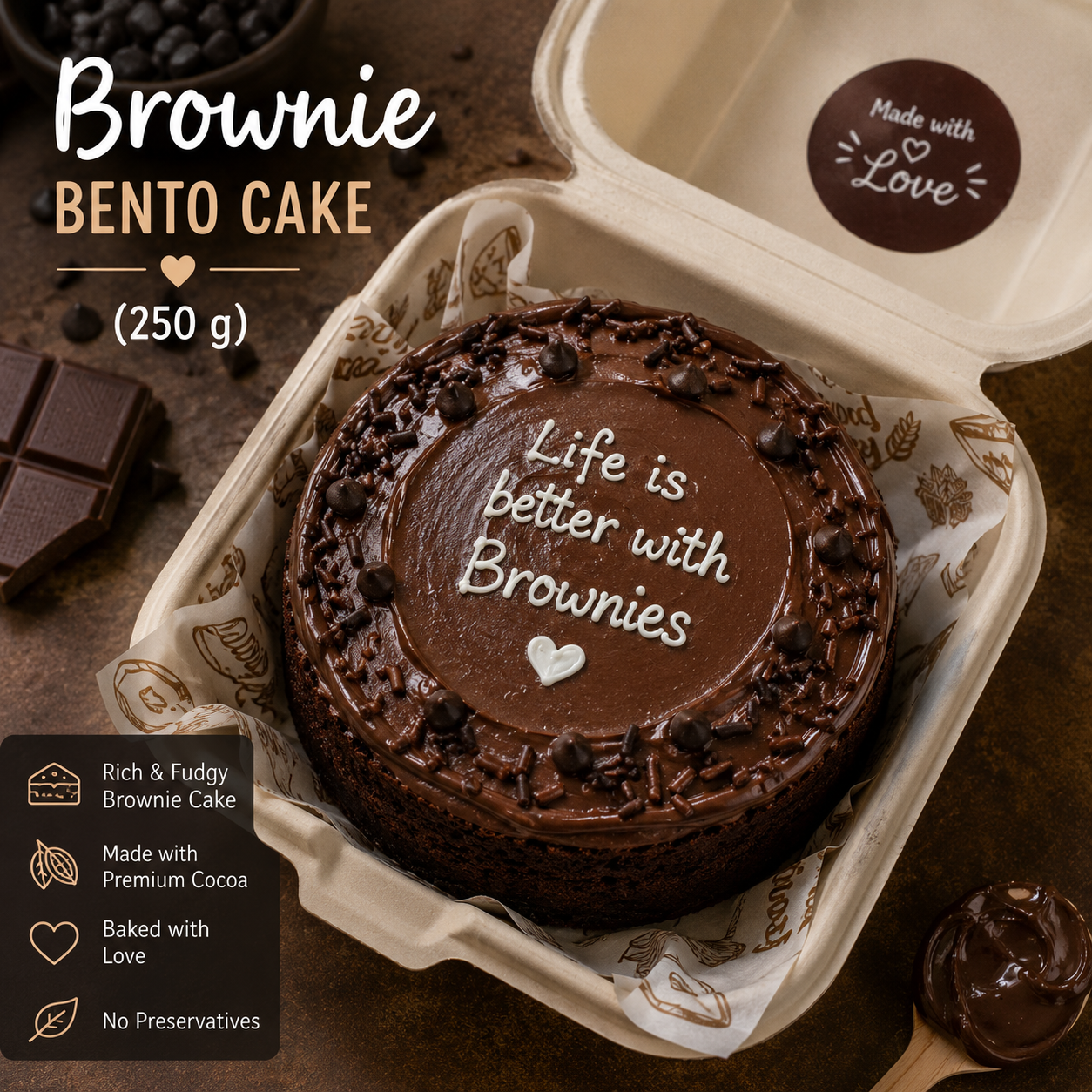 Brownie Bento Cake (250 g)