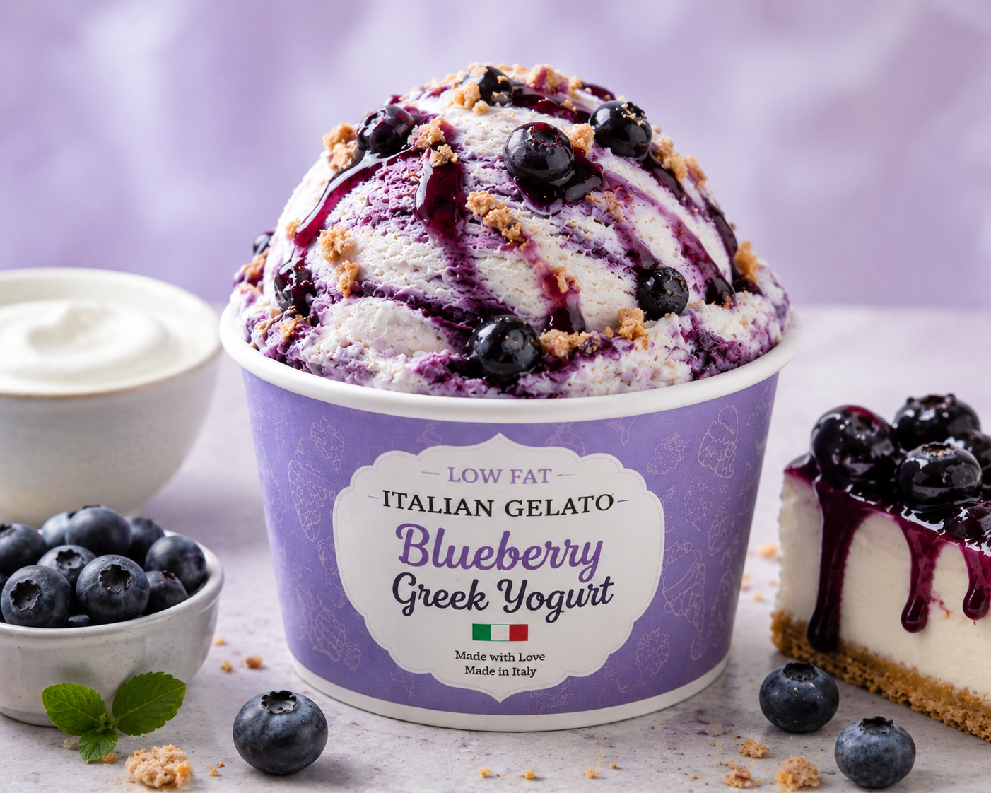 Low Fat Italian Gelato – Blueberry Greek Yogurt