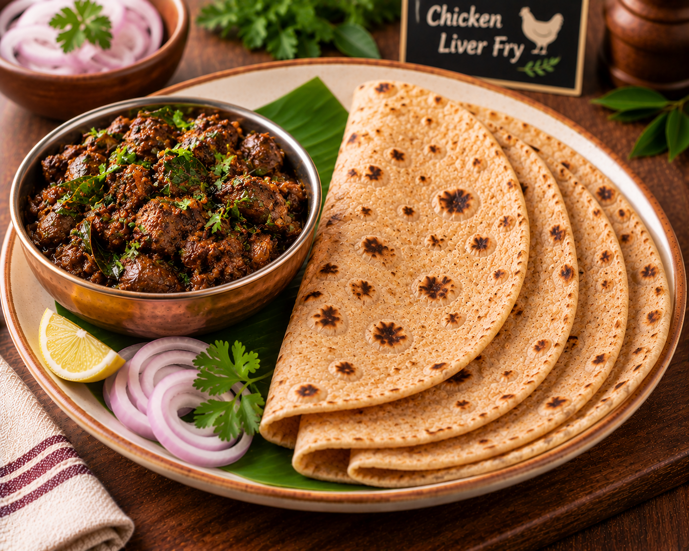 4 Chapati With Chicken Liver Fry (160 ml)
