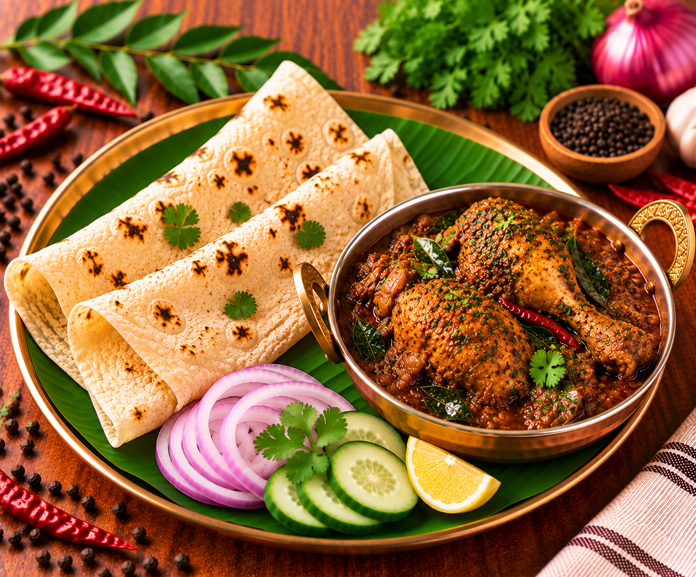 2 Rumali Roti + Chettinad Chicken (2 Pcs - 160ml)