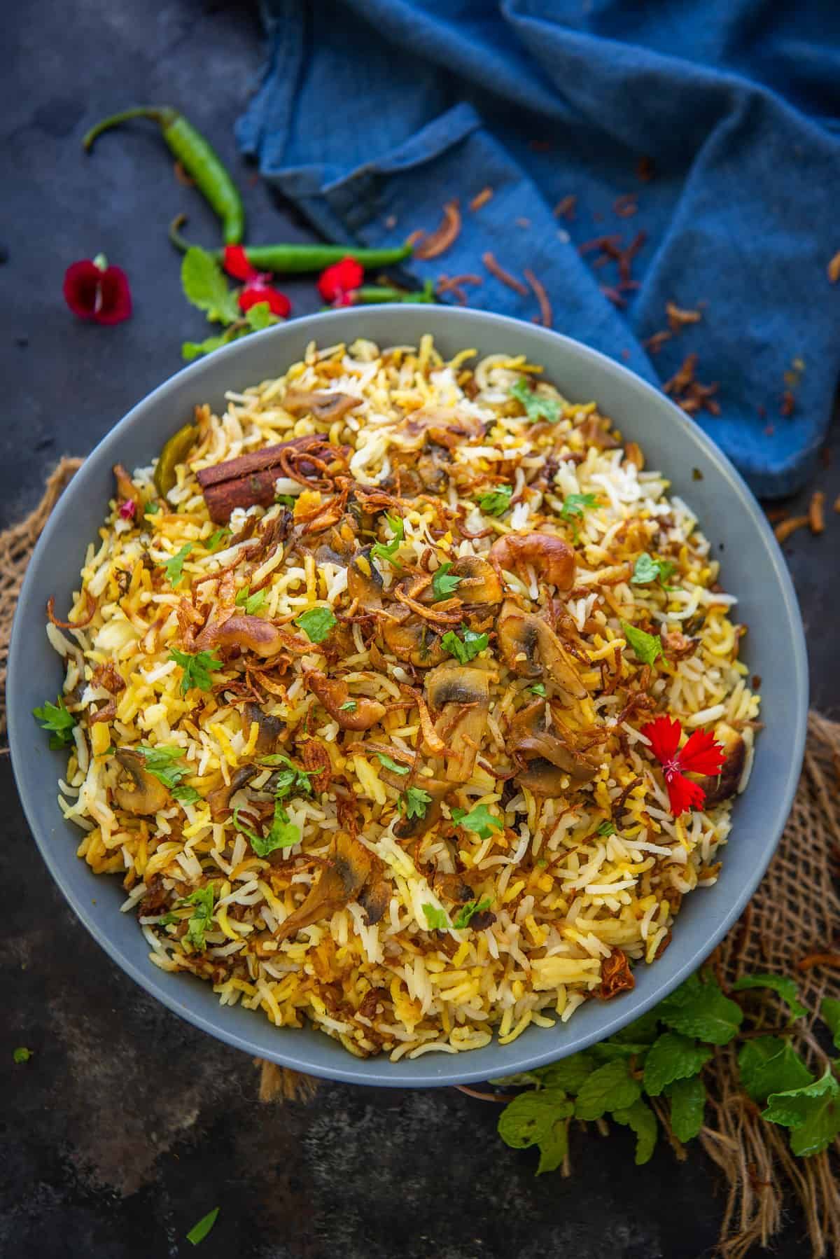 Mushroom Dum Briyani