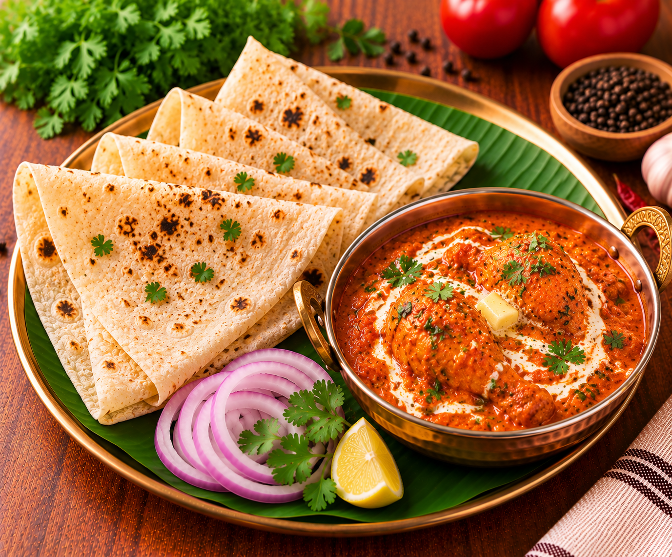 2 Rumali Roti + Butter Chicken (2 Pcs - 160ml)