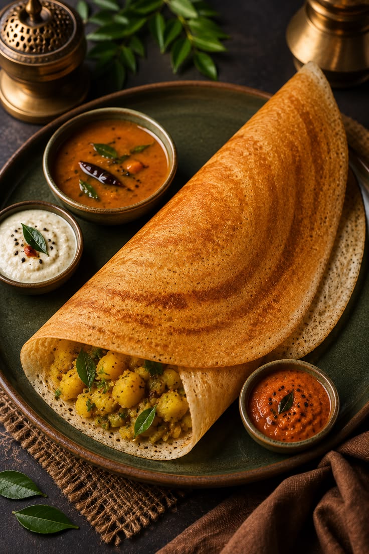 Masala Dosa (2) with Fish curry
