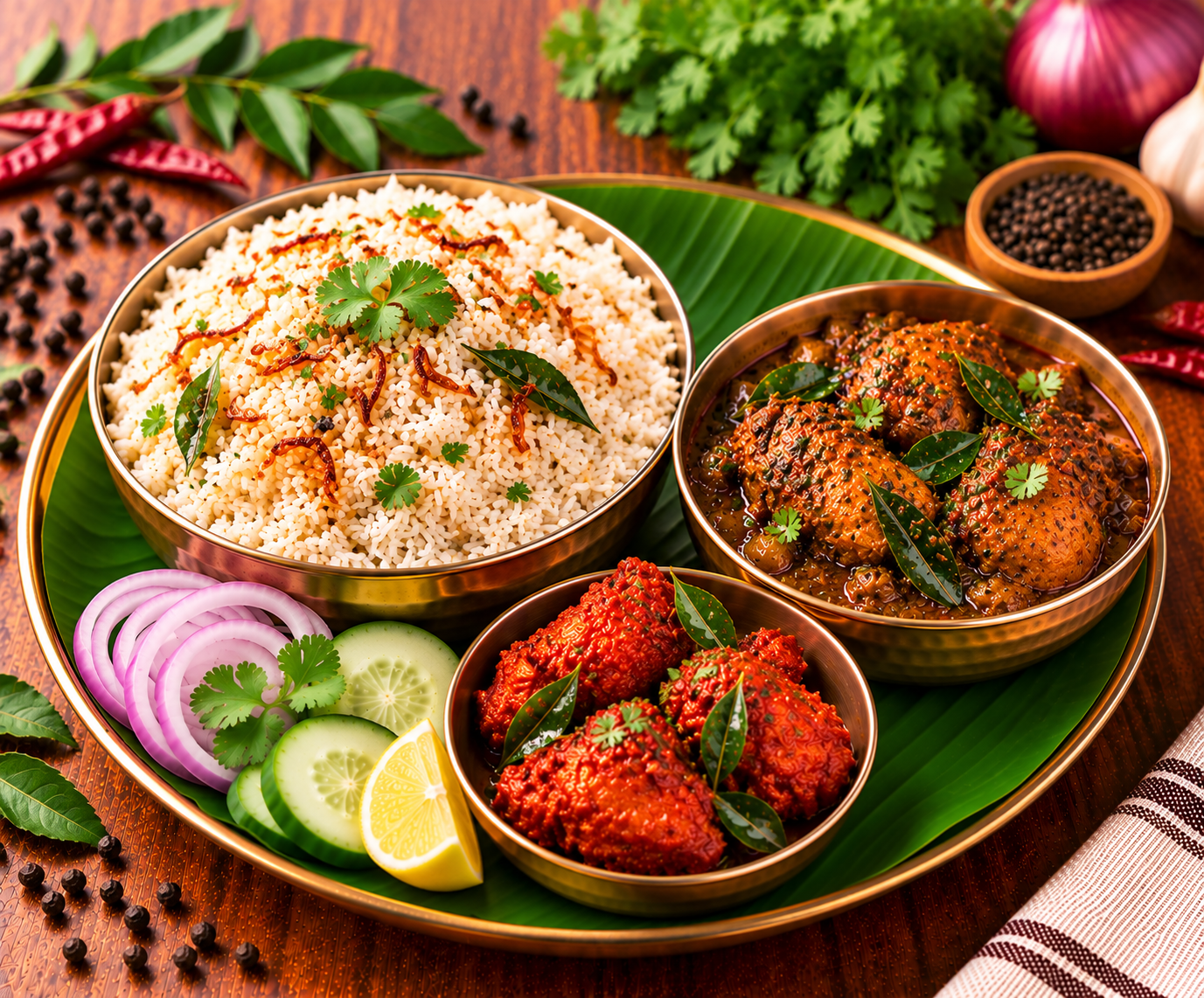 Rice 500 ml + Kerala Chicken (3 Pcs) + Chicken 65 (3 Pcs)