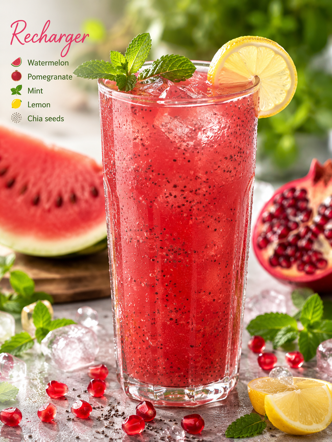 Recharger (Watermelon, Pomegranate, Mint, Lemon, Chia seeds...)