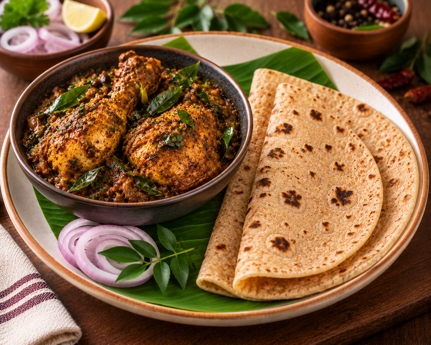 2 Chapati + Curry Leaf Chicken (2 Pcs - 160ml)