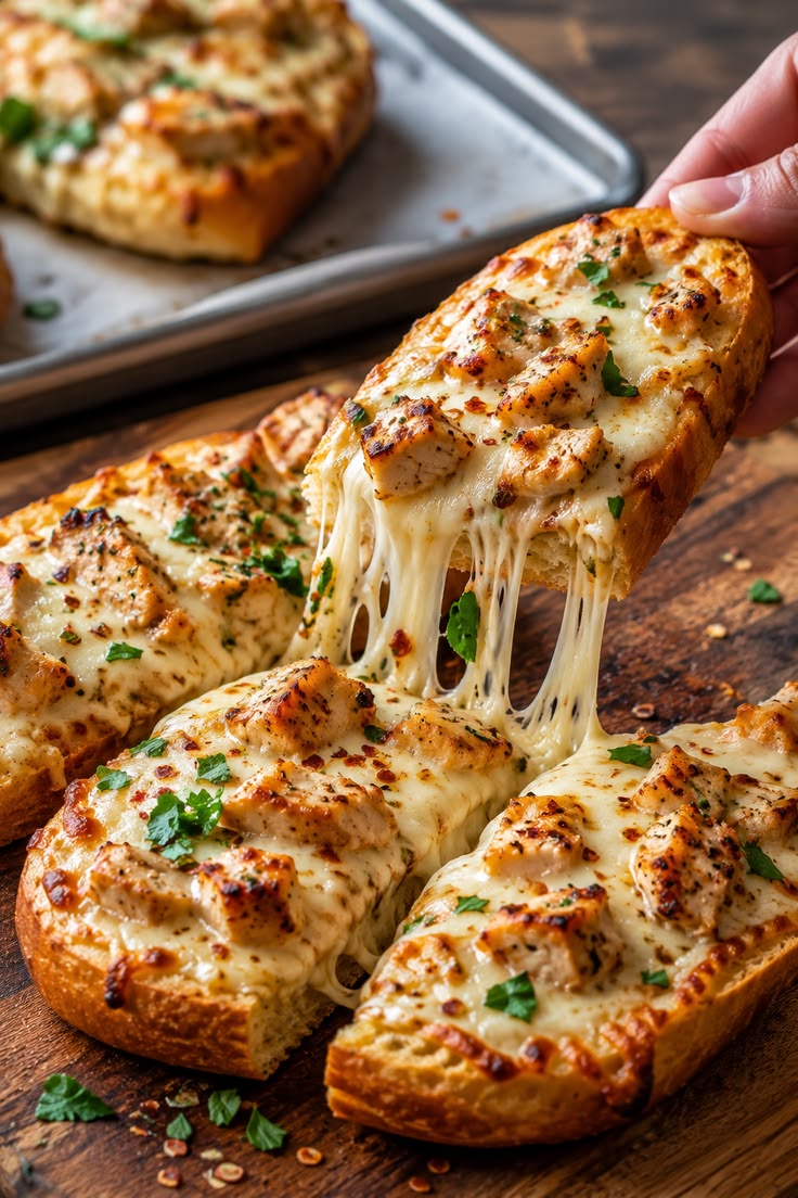 Garlic Bread with Cheese & Chicken