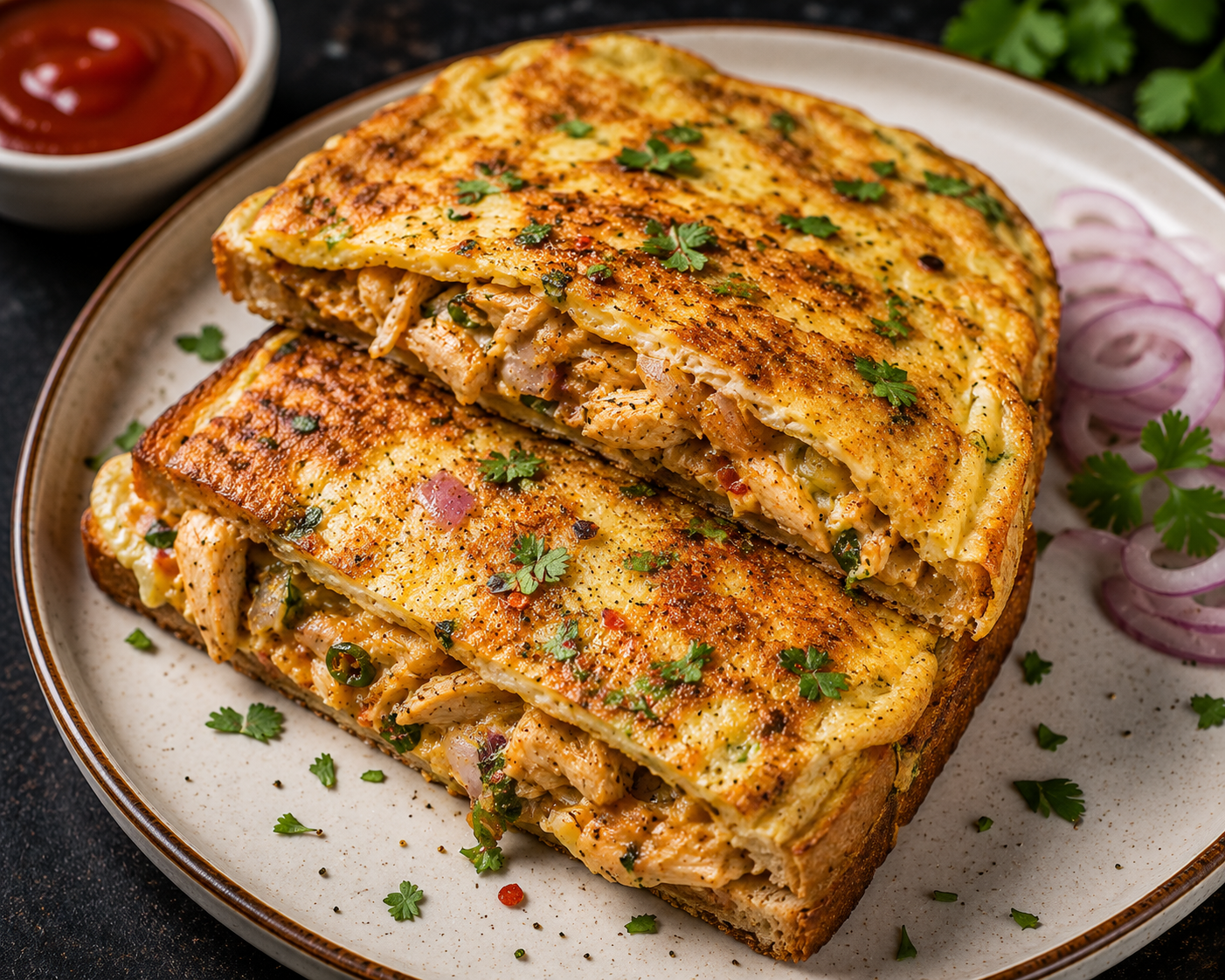 Chicken Bread Omelette