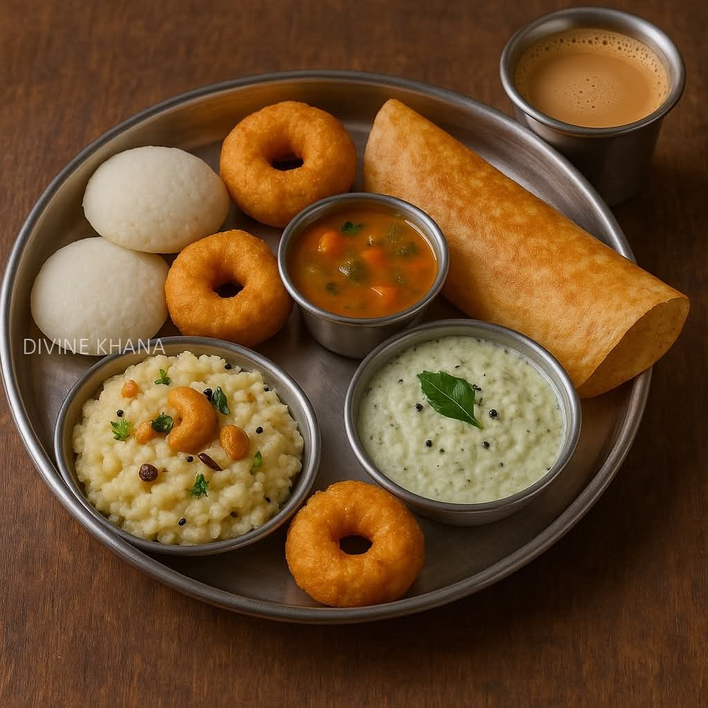 2 Idly + Mini Masala Dosa + 1 Piece Poori + Mini Pongal + Vadai