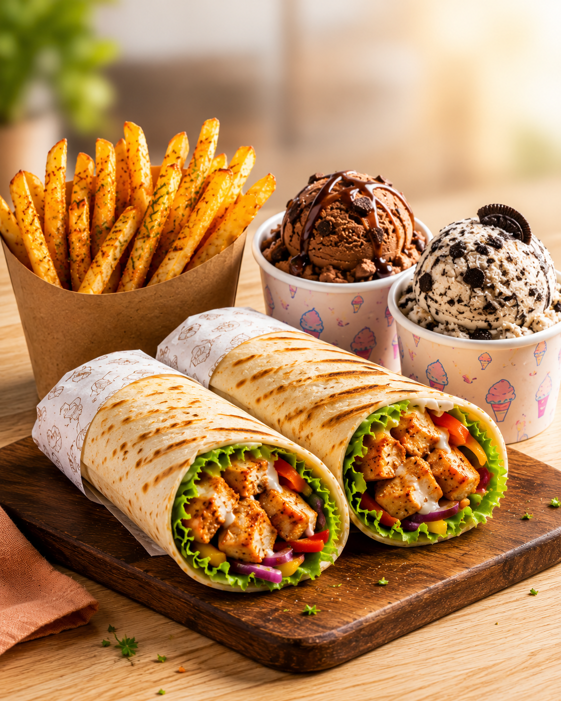 Chicken Wrap & Icecream Combo