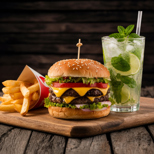 Veg Burger + Fries + Mojito
