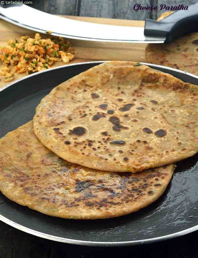 Cheese Paratha with Amul butter, Fresh curd, Sweet & Sour Chutney and Mint Chutney/ Garlic Chutney
